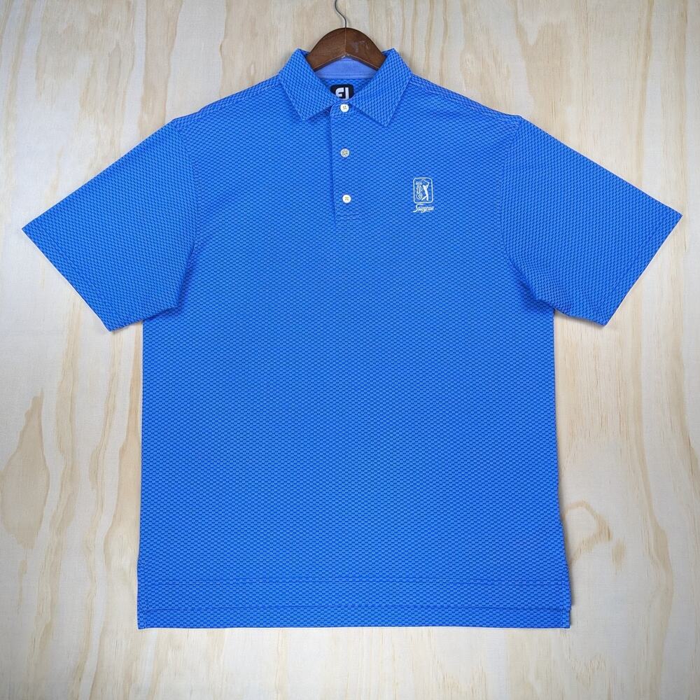 FootJoy Men's Large TPC Sawgrass Golf Polo Shirt Blue Geometric Performance